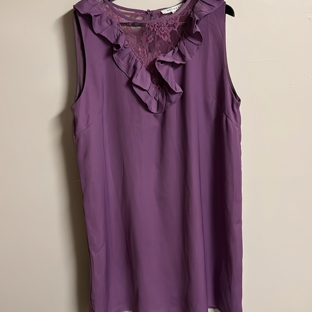 Purple dress ruffle and lace on front and back top